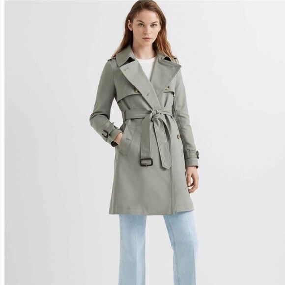 Club Monaco Matie Trench Coat in Sage Green Size XS - Picture 2 of 8